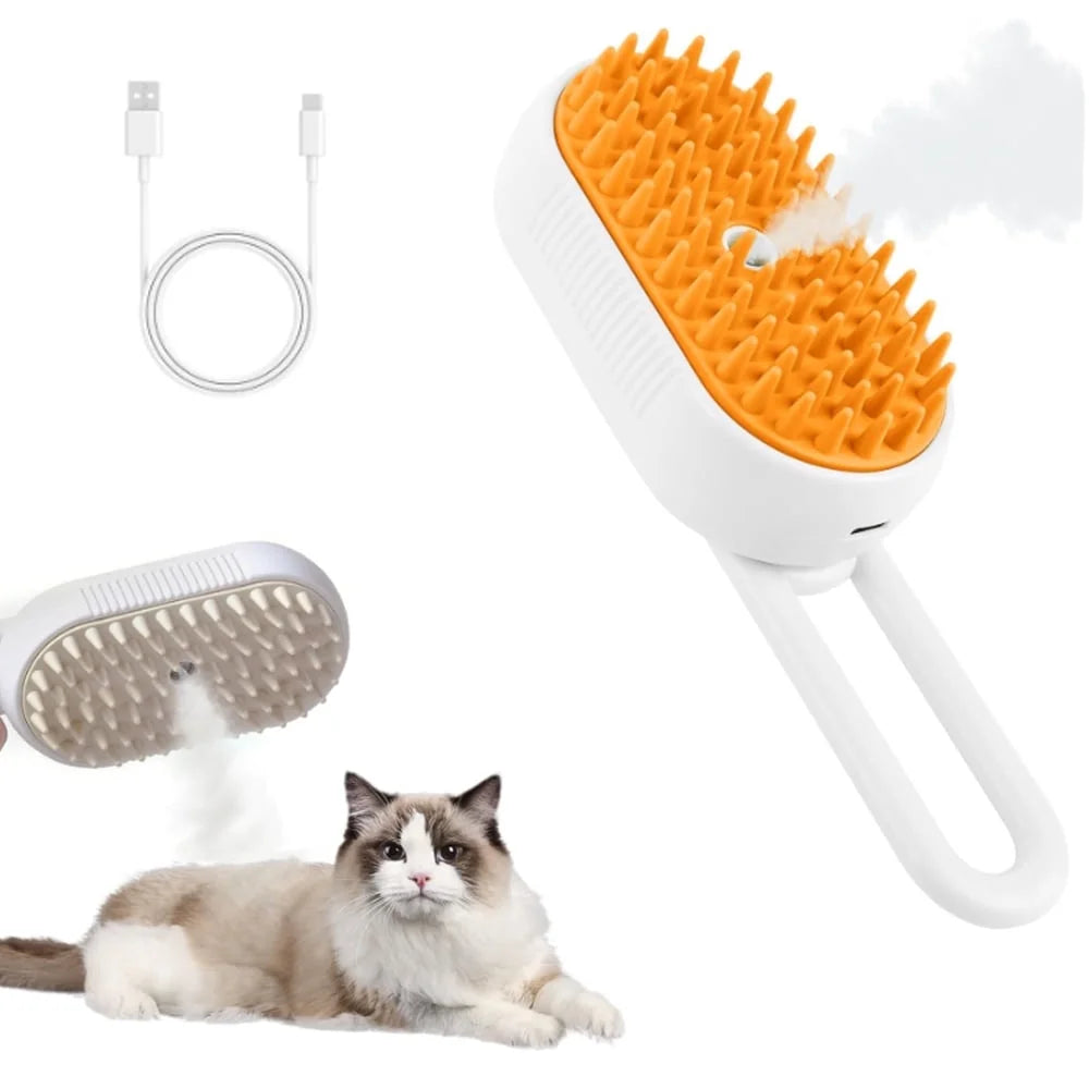Cepillo De Vapor Para Gatos Autolimpiante 3 En 1 Actualizado: Cepillo Cálido Autolimpiante Para Gatos Con Cobertizo De Masaje Para Perros Y Gatos