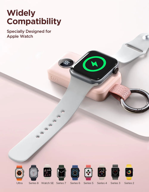 Load image into Gallery viewer, Cargador Portátil Para Apple Watch, Llavero Cargador Rápido Magnético Inalámbrico De 2000 Mah, Compatible Con Iwatch Series 9/8/7/6/5/Se/4/3/2/Ultra 2, Rosa
