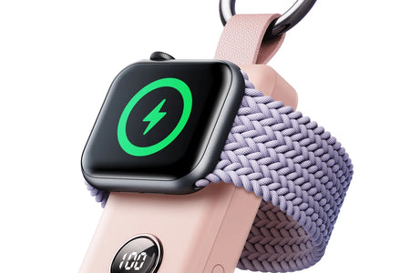 Cargador Portátil Para Apple Watch, Llavero Cargador Rápido Magnético Inalámbrico De 2000 Mah, Compatible Con Iwatch Series 9/8/7/6/5/Se/4/3/2/Ultra 2, Rosa