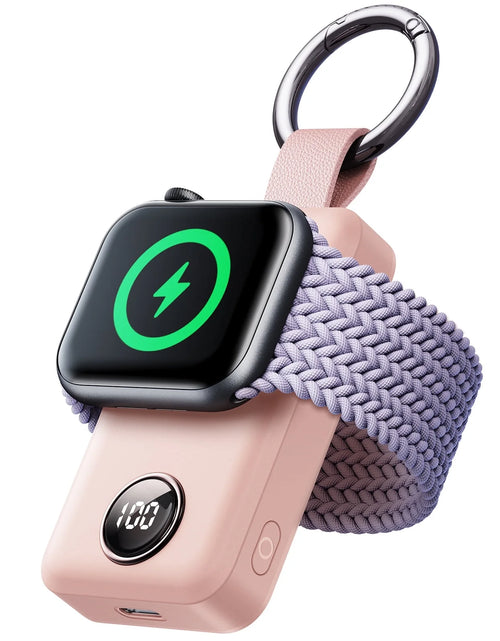 Load image into Gallery viewer, Cargador Portátil Para Apple Watch, Llavero Cargador Rápido Magnético Inalámbrico De 2000 Mah, Compatible Con Iwatch Series 9/8/7/6/5/Se/4/3/2/Ultra 2, Rosa
