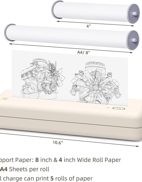 Load image into Gallery viewer, Wireless Printer, Portable Thermal Inkless Printer Compatible with Android Ios Phones &amp; Laptops, Beige
