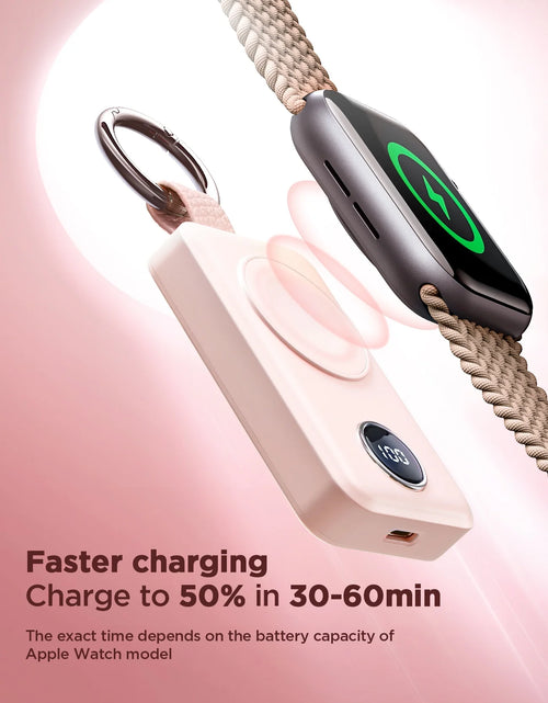Load image into Gallery viewer, Cargador Portátil Para Apple Watch, Llavero Cargador Rápido Magnético Inalámbrico De 2000 Mah, Compatible Con Iwatch Series 9/8/7/6/5/Se/4/3/2/Ultra 2, Rosa
