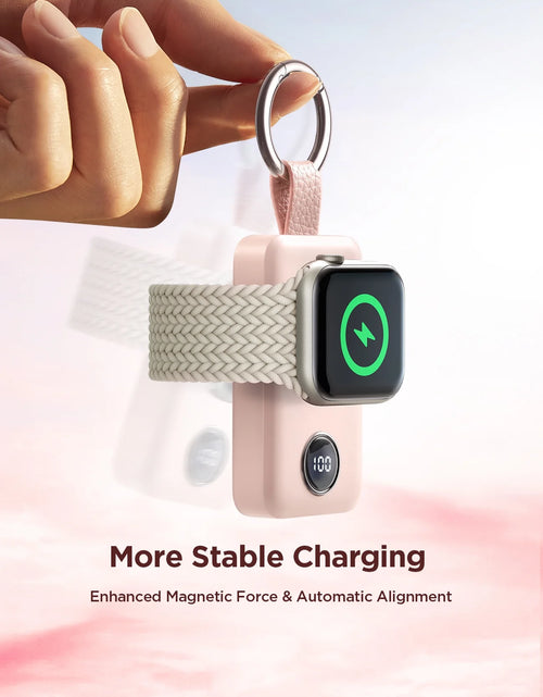 Load image into Gallery viewer, Cargador Portátil Para Apple Watch, Llavero Cargador Rápido Magnético Inalámbrico De 2000 Mah, Compatible Con Iwatch Series 9/8/7/6/5/Se/4/3/2/Ultra 2, Rosa
