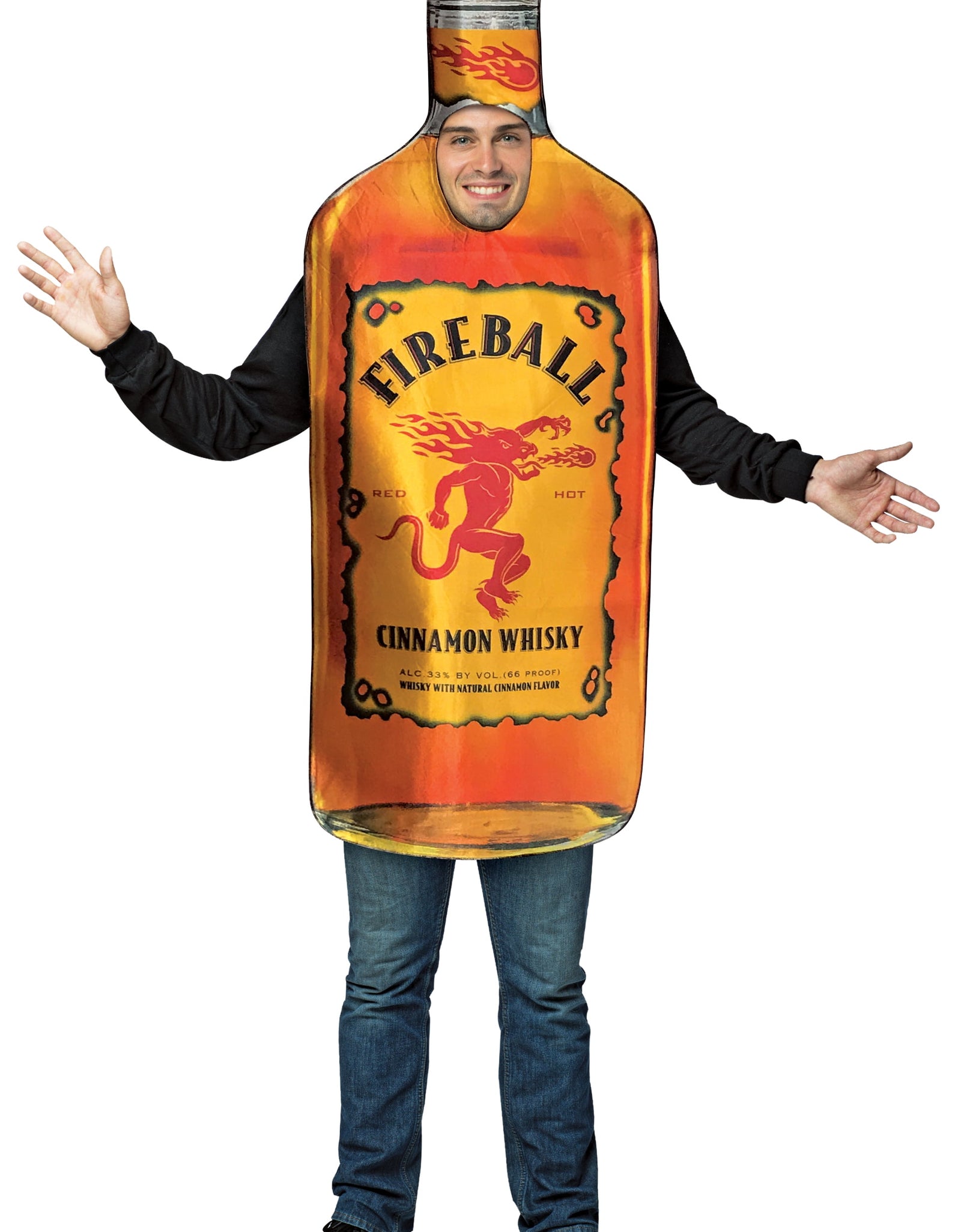 Fireball Botella Disfraz De Halloween Para Hombre Y Mujer Adulto Talla Única, Naranja