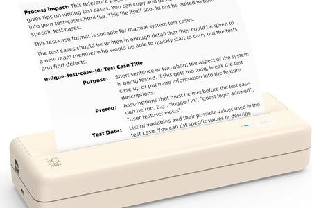 Wireless Printer, Portable Thermal Inkless Printer Compatible with Android Ios Phones & Laptops, Beige