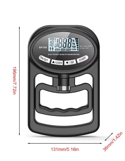 Load image into Gallery viewer, 265Lbs/120Kg Grip Strength Meter for Men and Women Tester Digital Hand Dynamometer Training USB LCD Screen
