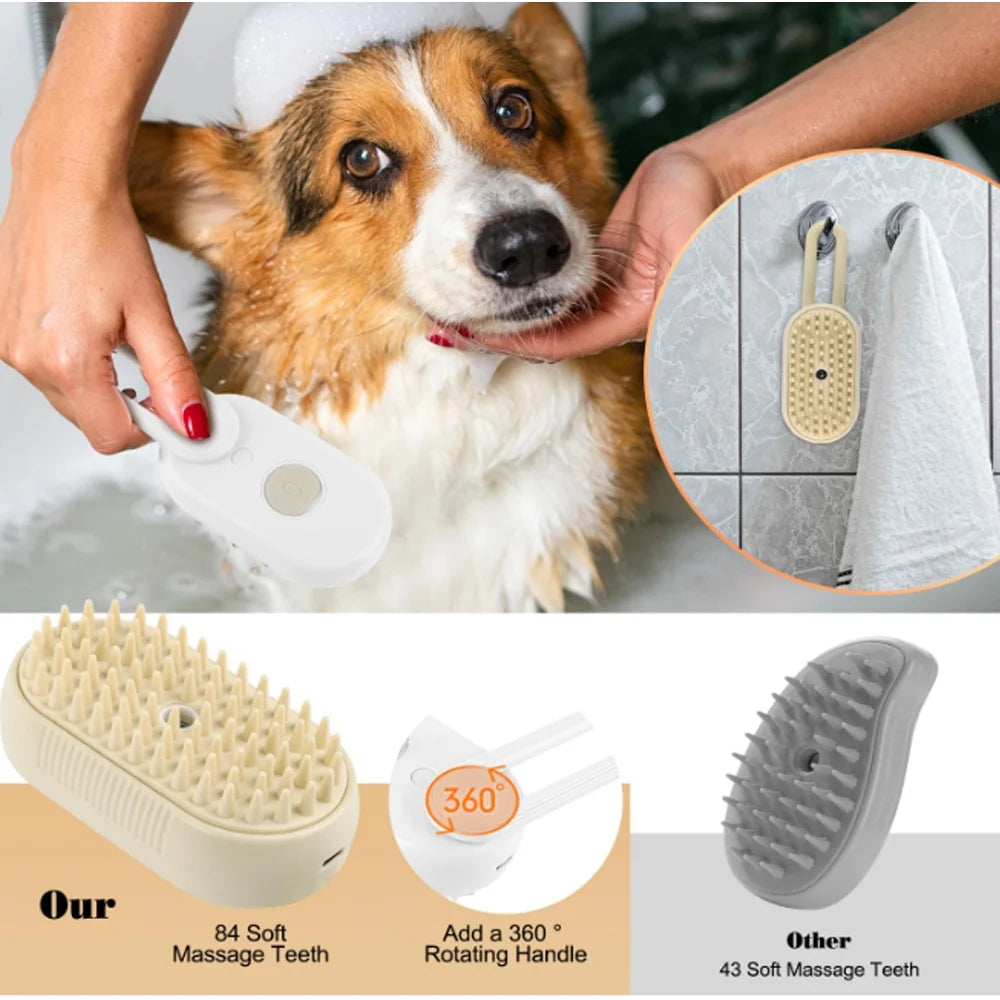 Cepillo De Vapor Para Gatos Autolimpiante 3 En 1 Actualizado: Cepillo Cálido Autolimpiante Para Gatos Con Cobertizo De Masaje Para Perros Y Gatos