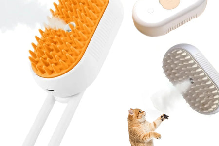 Cepillo De Vapor Para Gatos Autolimpiante 3 En 1 Actualizado: Cepillo Cálido Autolimpiante Para Gatos Con Cobertizo De Masaje Para Perros Y Gatos