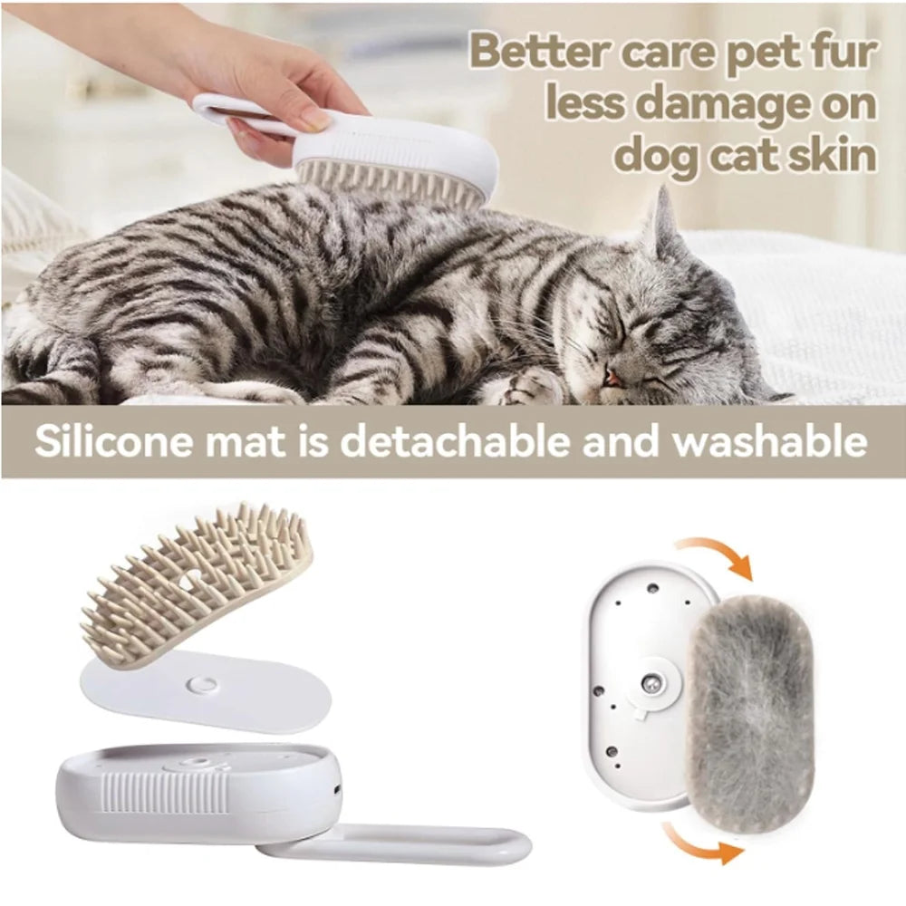Cepillo De Vapor Para Gatos Autolimpiante 3 En 1 Actualizado: Cepillo Cálido Autolimpiante Para Gatos Con Cobertizo De Masaje Para Perros Y Gatos